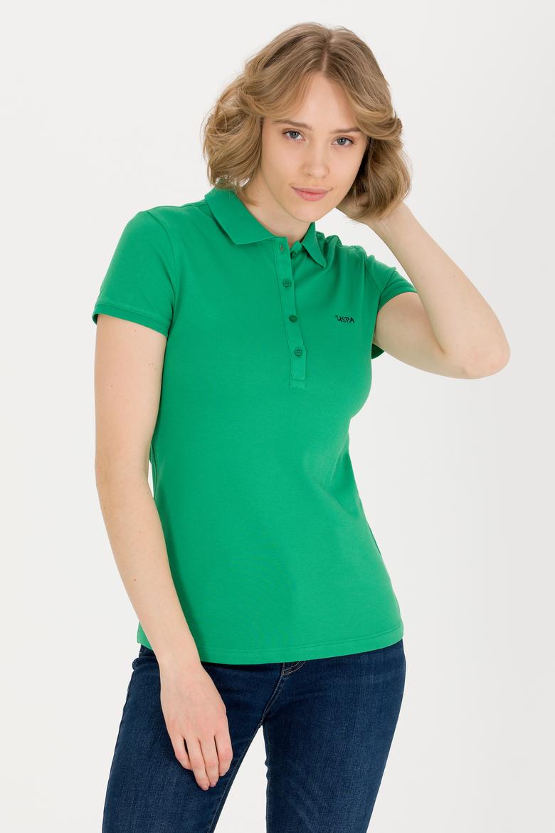 Kadın Yeşil Basic Polo Yaka Tişört - 50266348056