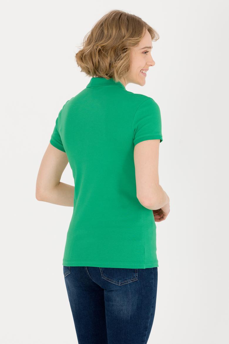 Kadın Yeşil Basic Polo Yaka Tişört - 50266348056