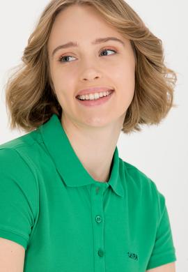 Kadın Yeşil Basic Polo Yaka Tişört - 50266348056