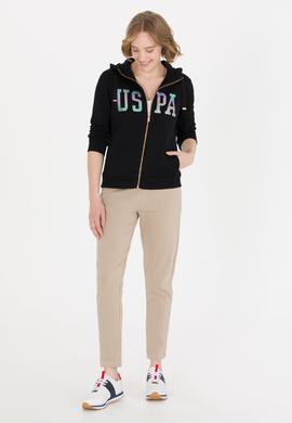 Kadın Siyah Kapüşonlu Fermuarlı Basic Sweatshirt - 50262653038