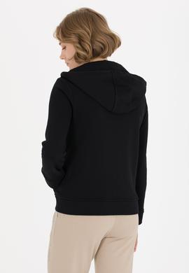 Kadın Siyah Kapüşonlu Fermuarlı Basic Sweatshirt - 50262653038