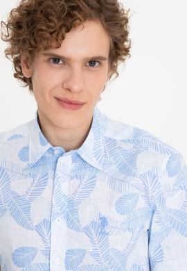 Erkek Mavi Kısa Kollu Gömlek - 50247596017