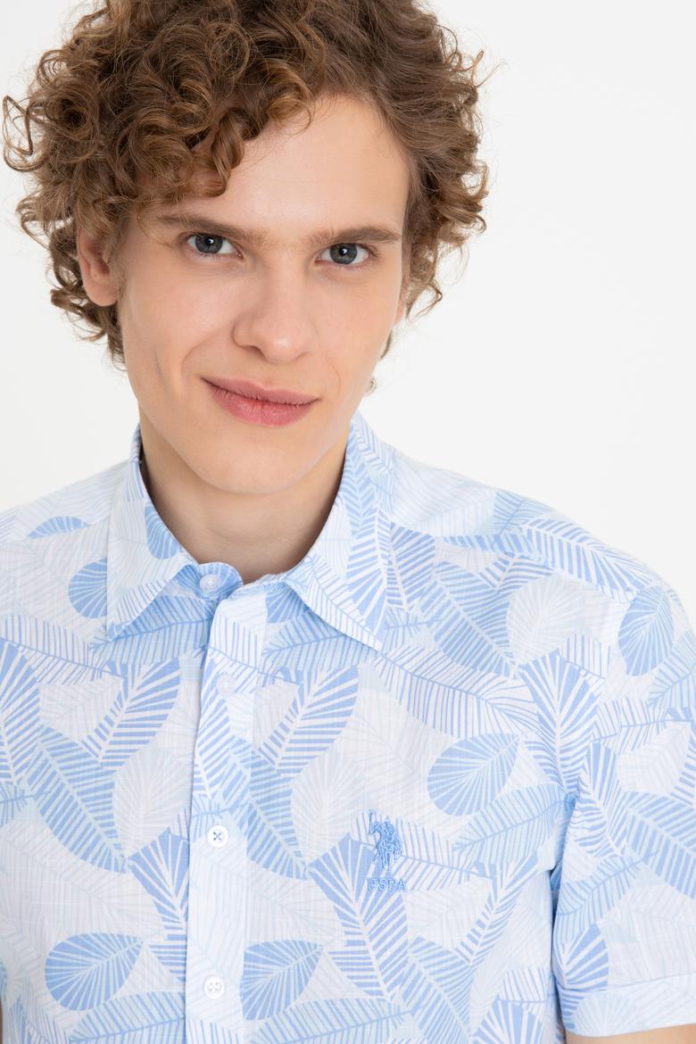 Erkek Mavi Kısa Kollu Gömlek - 50247596017