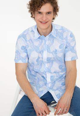 Erkek Mavi Kısa Kollu Gömlek - 50247596017