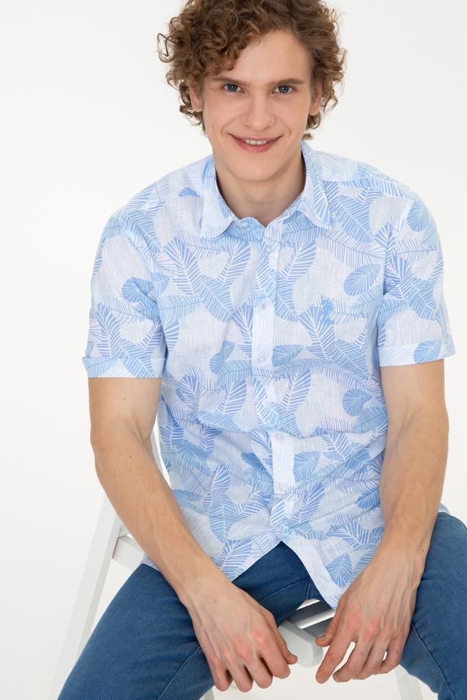 Erkek Mavi Kısa Kollu Gömlek