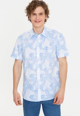 Erkek Mavi Kısa Kollu Gömlek - 50247596017