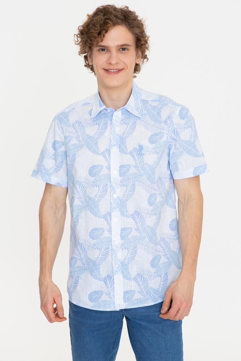 Erkek Mavi Kısa Kollu Gömlek - 50247596017