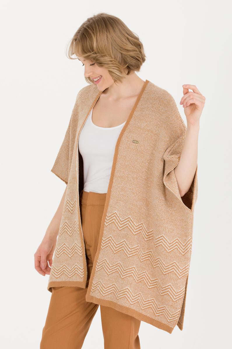 Kadın Kiremit Triko Panço