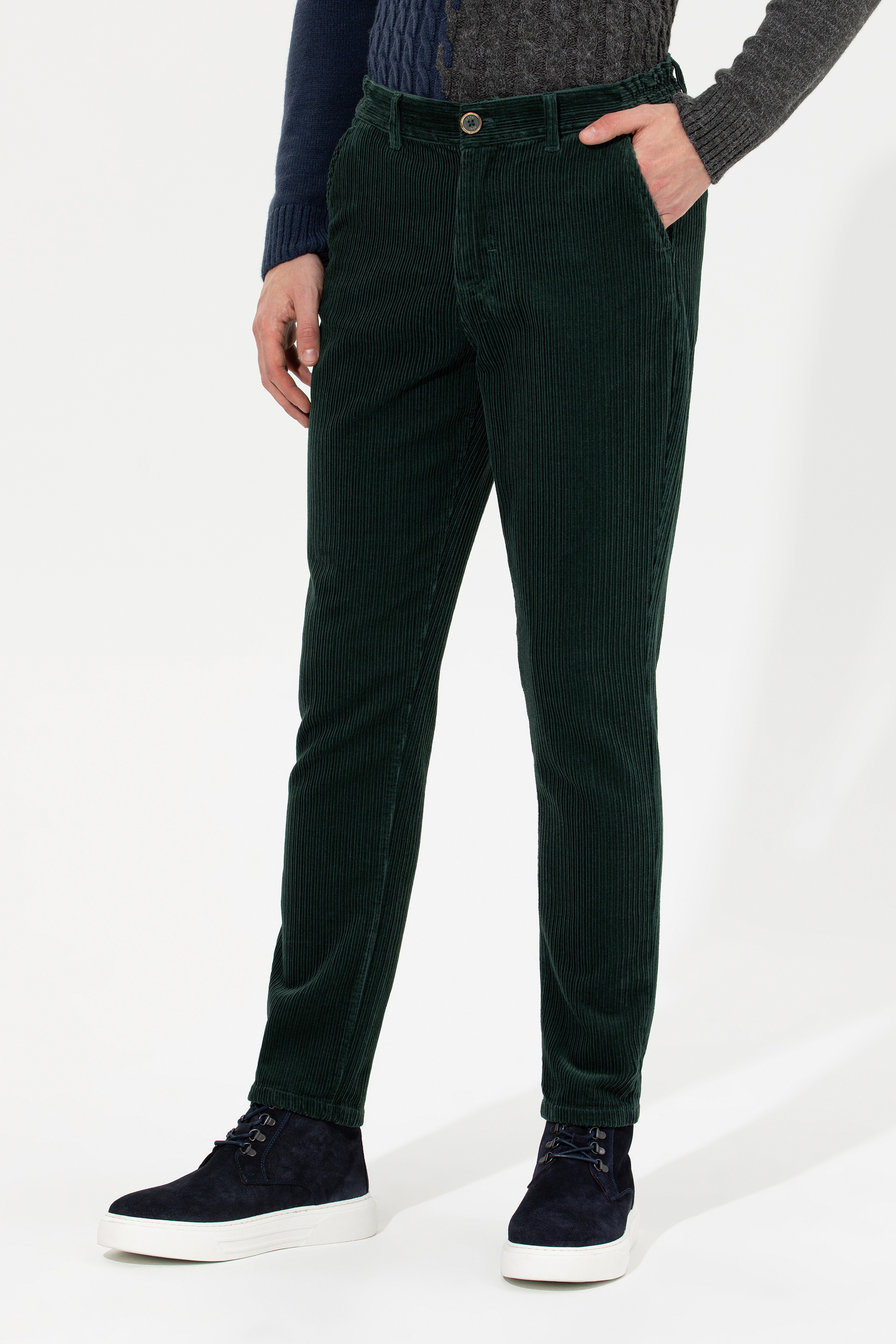 Erkek Carrot Fit Koyu Yeşil Kanvas Pantolon - Image 2