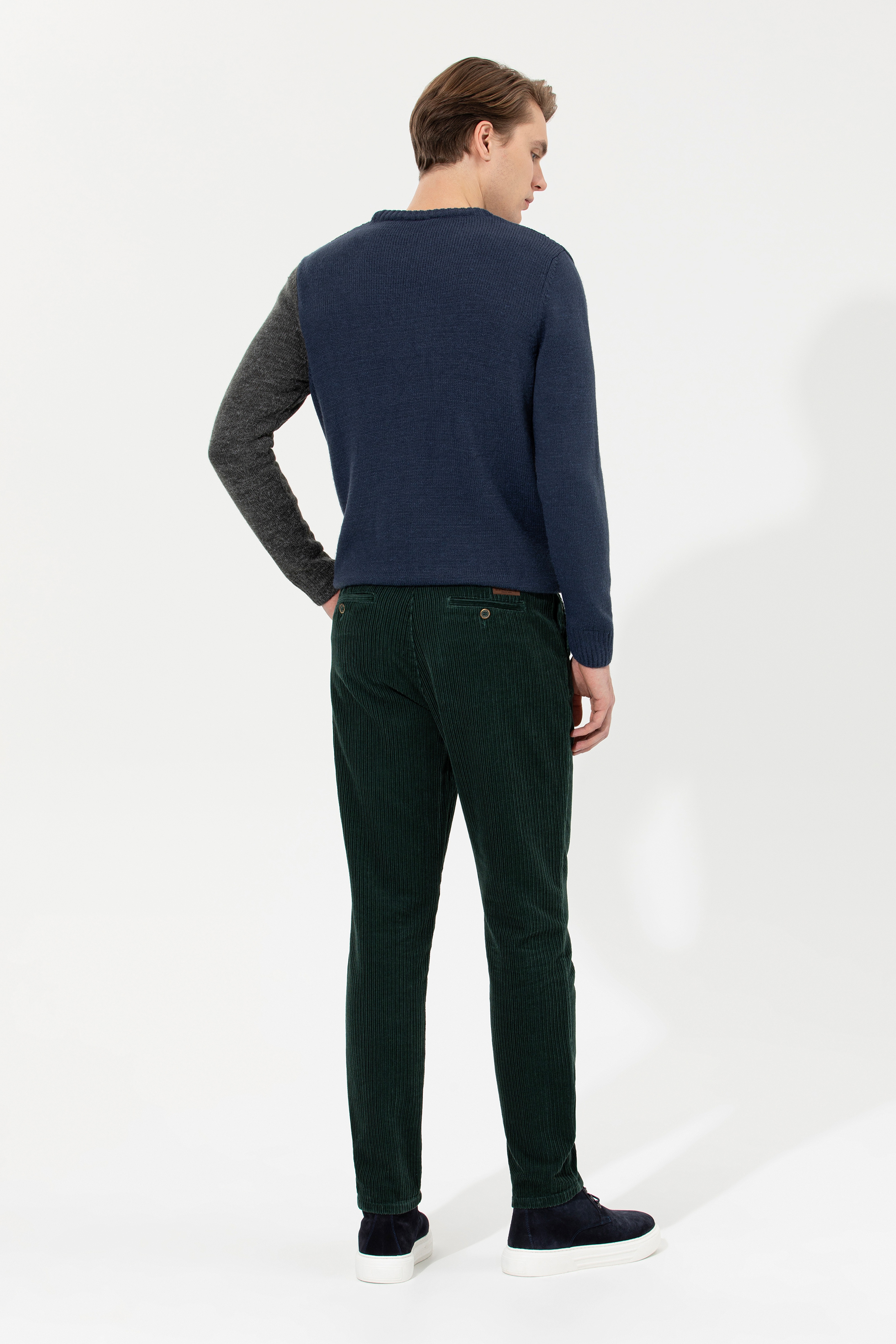Erkek Carrot Fit Koyu Yeşil Kanvas Pantolon