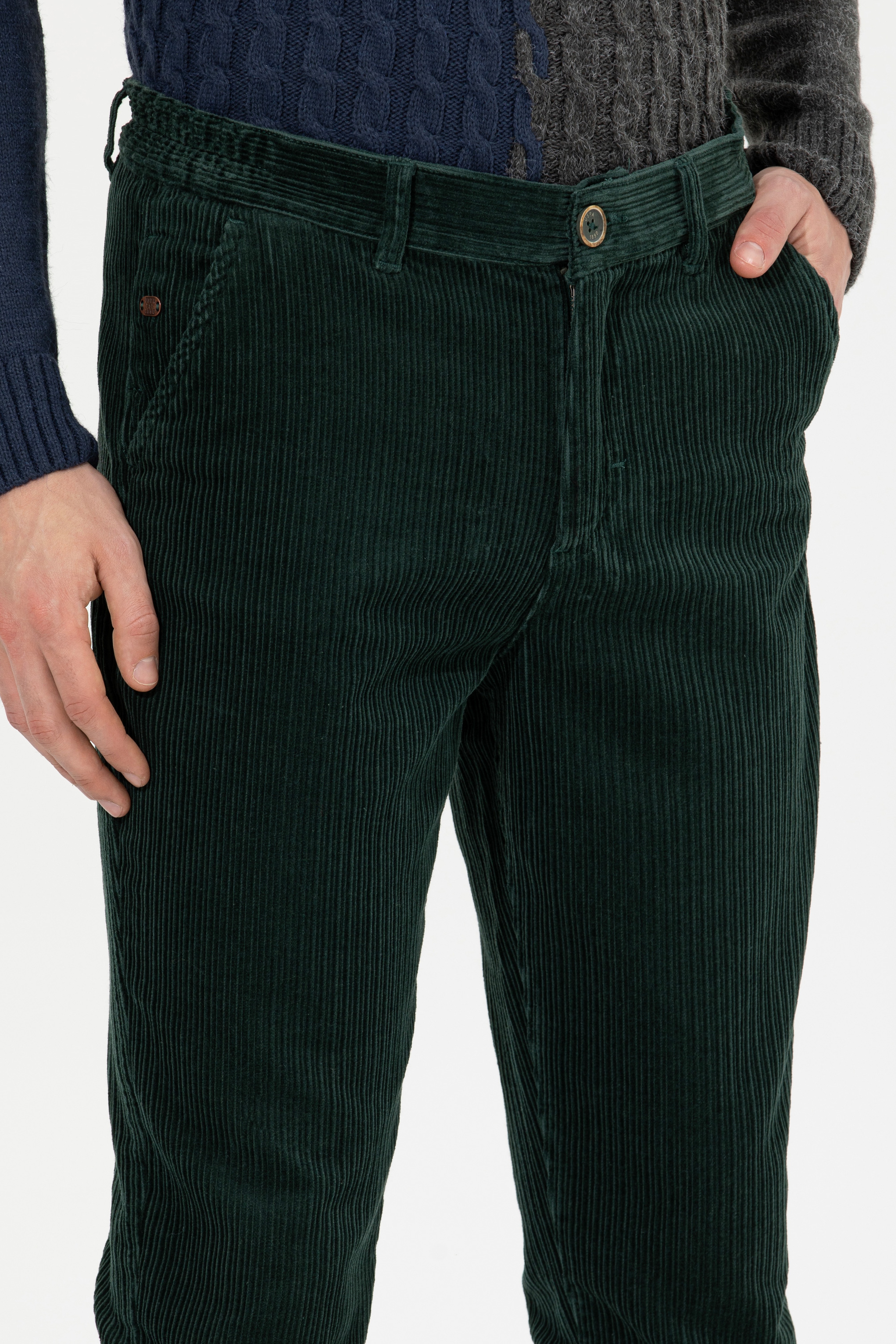 Erkek Carrot Fit Koyu Yeşil Kanvas Pantolon - Image 6
