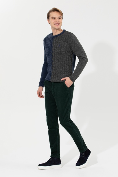 Erkek Carrot Fit Koyu Yeşil Kanvas Pantolon