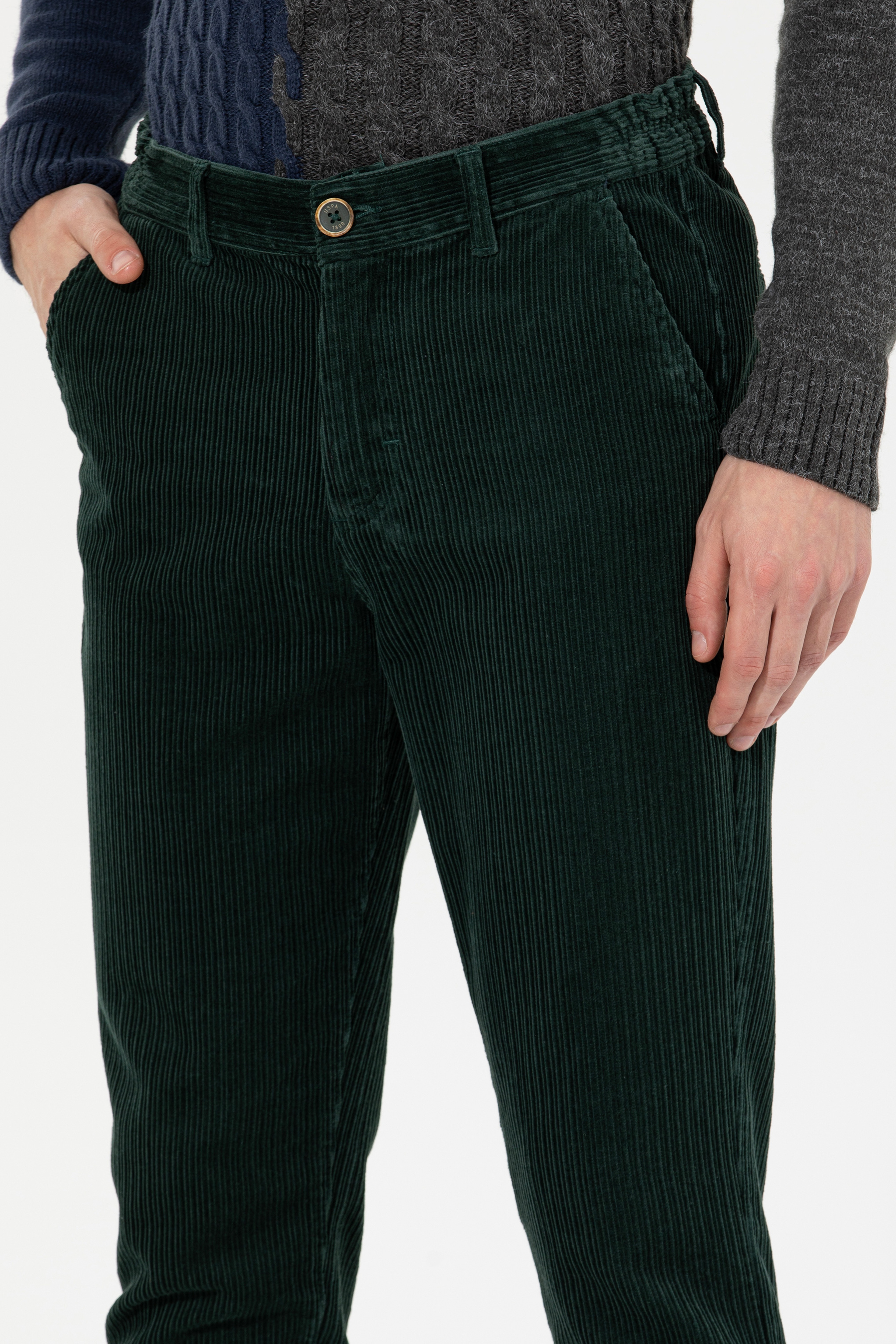 Erkek Carrot Fit Koyu Yeşil Kanvas Pantolon - Image 5