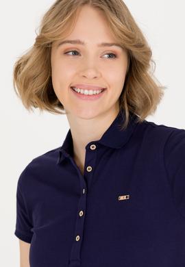 Kadın Koyu Lacivert Polo Yaka Örme Elbise - 50269546022