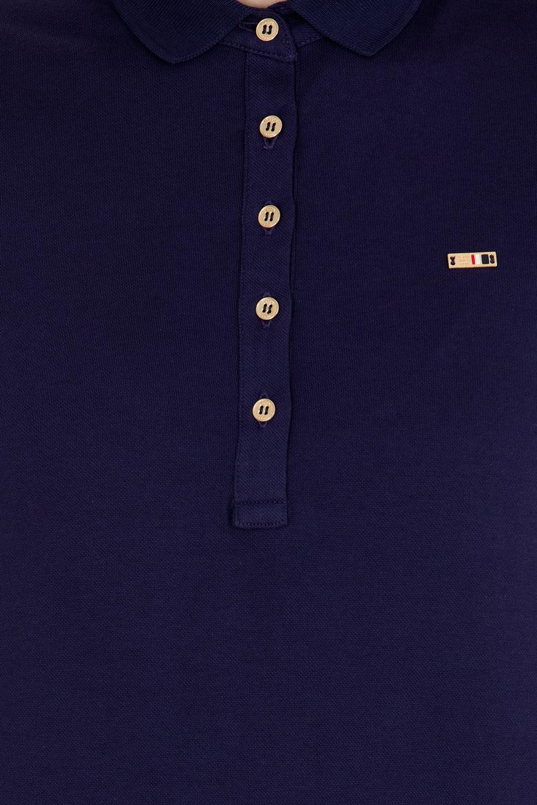 Kadın Koyu Lacivert Polo Yaka Örme Elbise - 50269546022