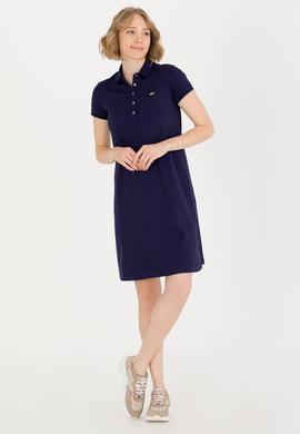 Kadın Koyu Lacivert Polo Yaka Örme Elbise - 50269546022