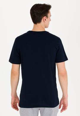 Erkek Koyu Lacivert Basic Bisiklet Yaka Tişört - 50262976176