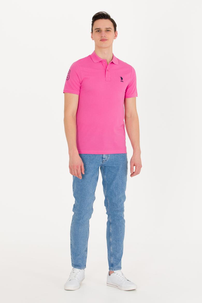 Erkek Pembe Basic Polo Yaka Tişört - 50264891067