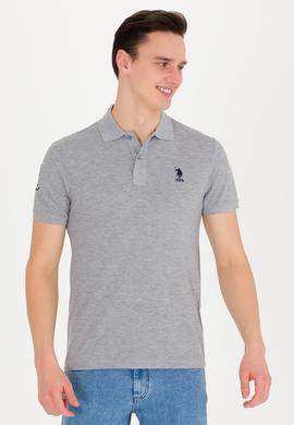 Erkek Gri Melanj Basic Polo Yaka Tişört - 50264891153
