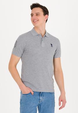 Erkek Gri Melanj Basic Polo Yaka Tişört - 50264891153