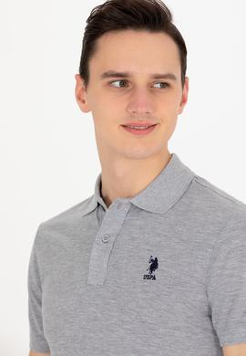 Erkek Gri Melanj Basic Polo Yaka Tişört - 50264891153