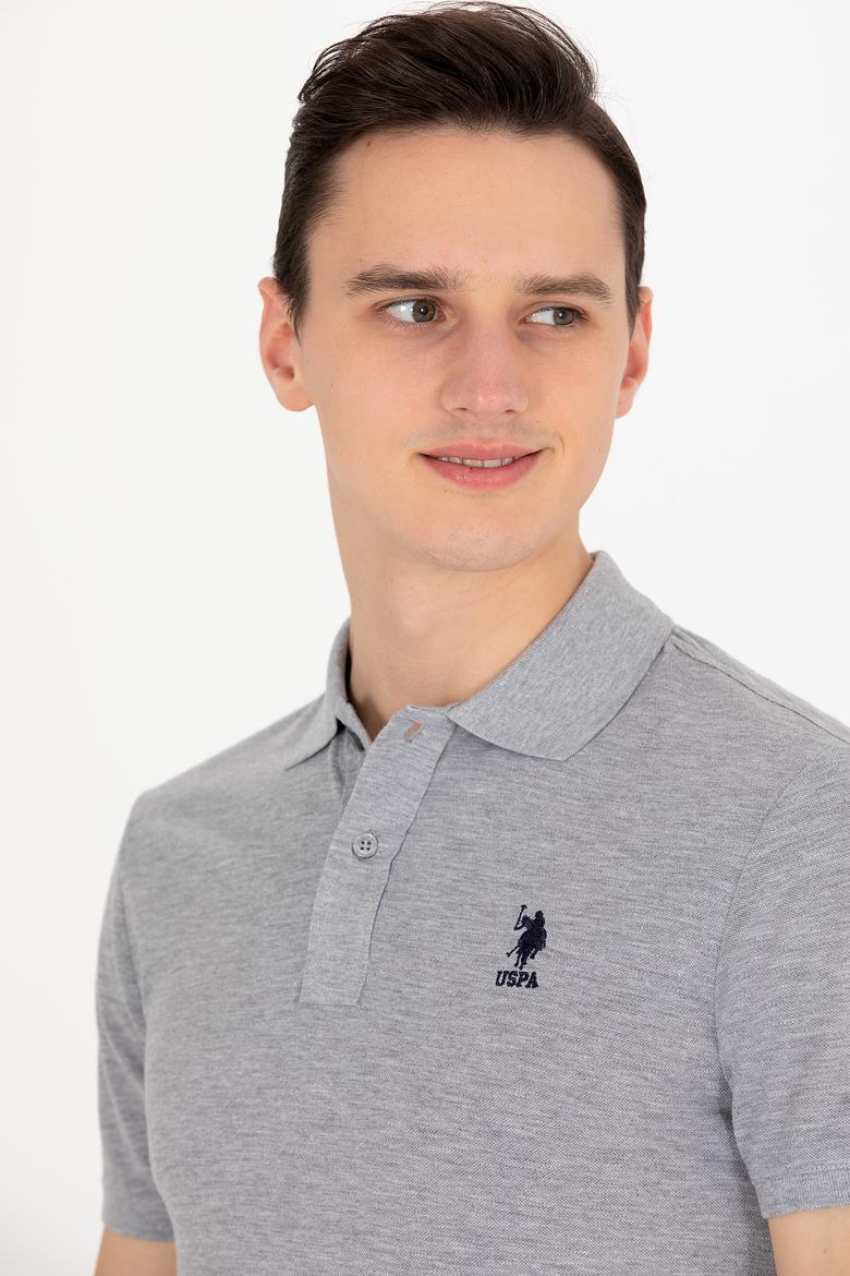 Erkek Gri Melanj Basic Polo Yaka Tişört - 50264891153