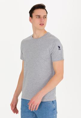 Erkek Gri Melanj Basic Bisiklet Yaka Tişört - 50264916148