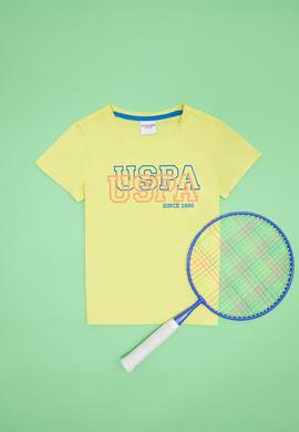 Çocuk Neon Sarı Bisiklet Yaka Tişört - 50266042112