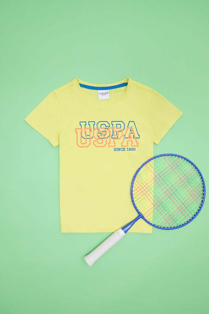 Çocuk Neon Sarı Bisiklet Yaka Tişört