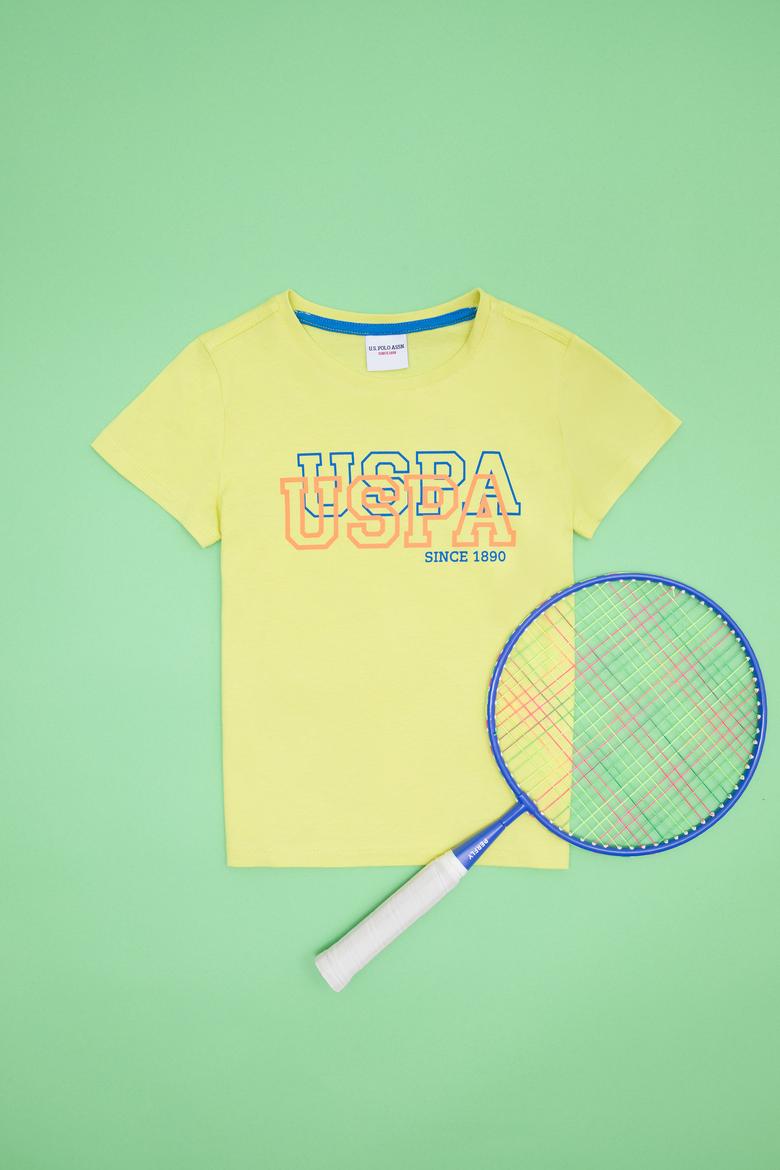 Çocuk Neon Sarı Bisiklet Yaka Tişört