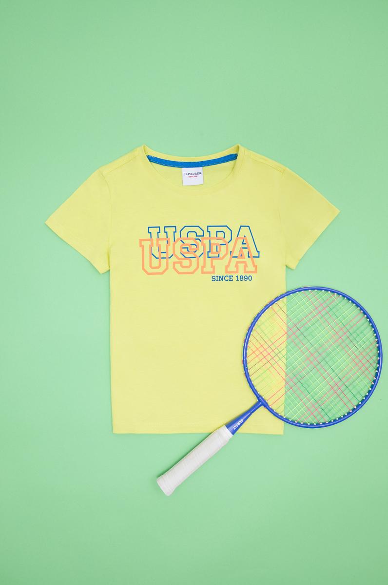 Çocuk Neon Sarı Bisiklet Yaka Tişört