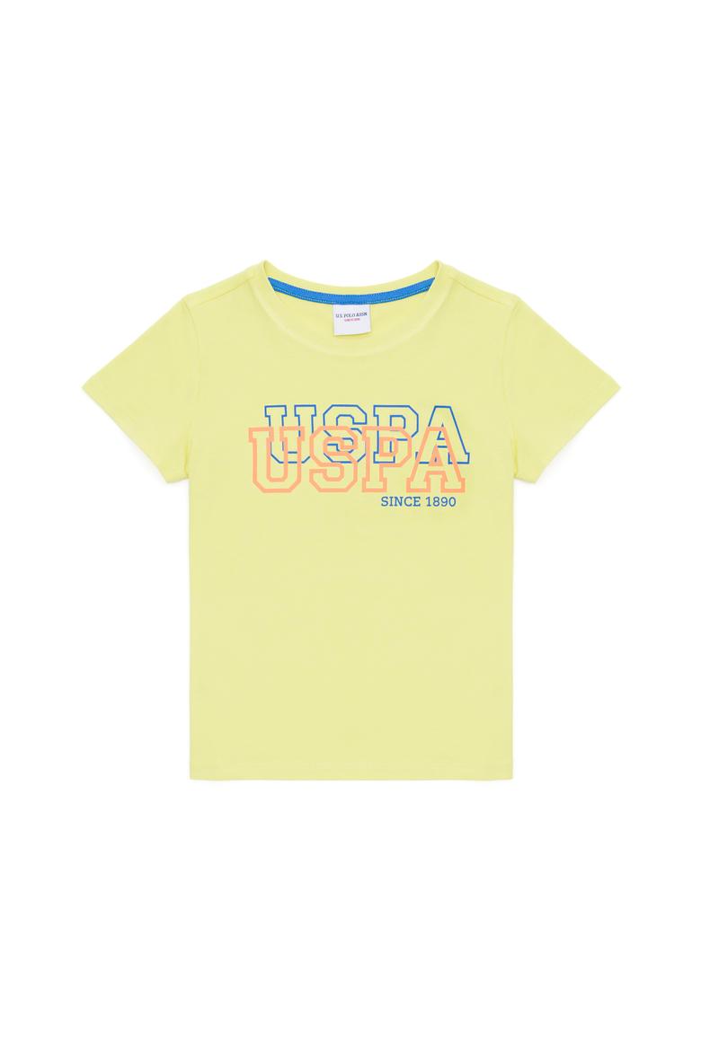 Çocuk Neon Sarı Bisiklet Yaka Tişört - 50266042112