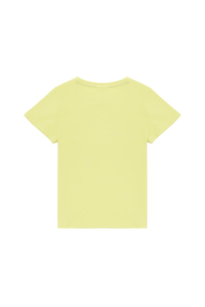 Çocuk Neon Sarı Bisiklet Yaka Tişört - 50266042112