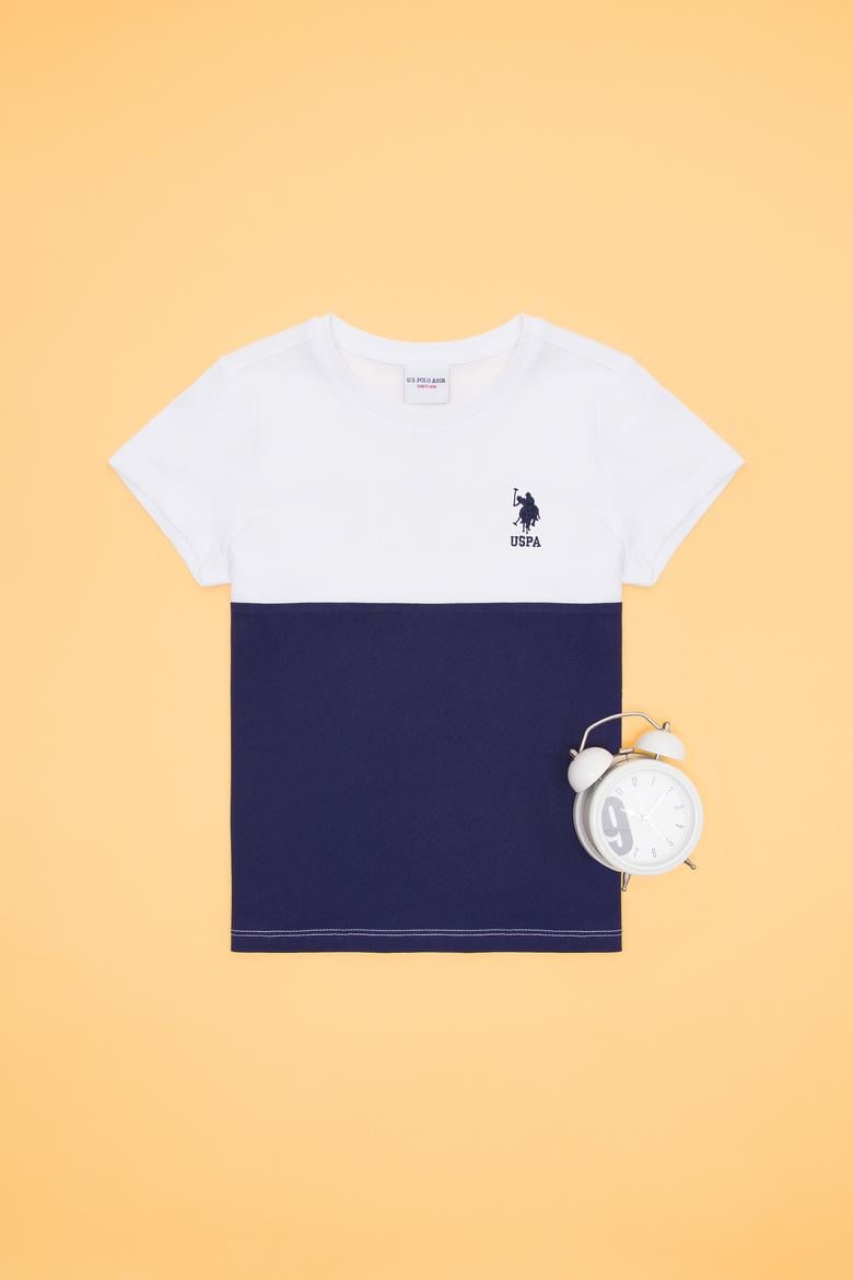 Çocuk Beyaz Bisiklet Yaka Tişört