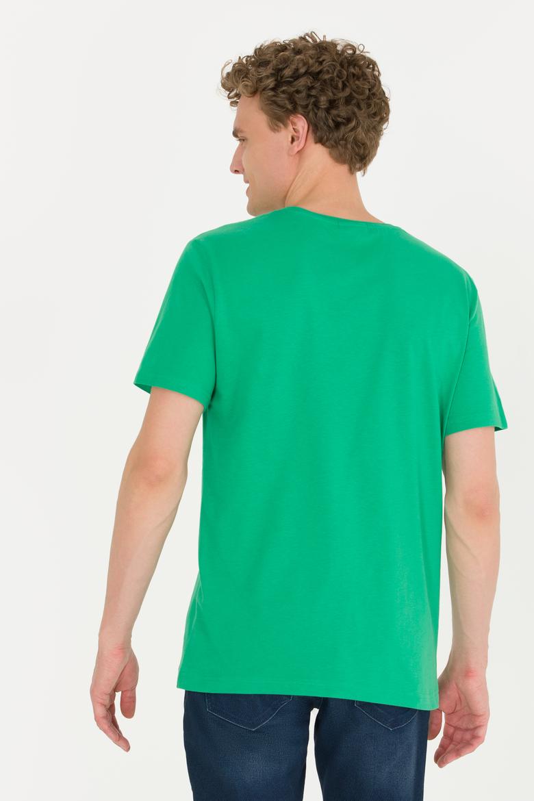 Erkek Yeşil Bisiklet Yaka Tişört - 50264937018