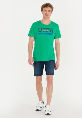 Erkek Yeşil Bisiklet Yaka Tişört - 50264937018