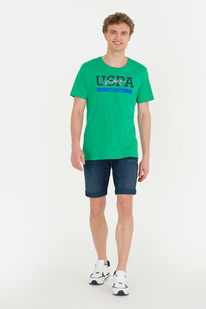 Erkek Yeşil Bisiklet Yaka Tişört