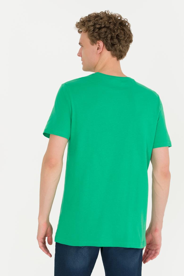 Erkek Yeşil Bisiklet Yaka Tişört - 50264954017