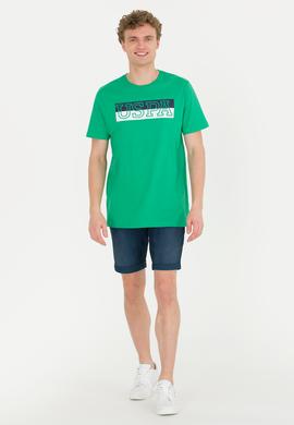 Erkek Yeşil Bisiklet Yaka Tişört - 50264954017