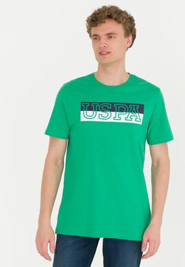 Erkek Yeşil Bisiklet Yaka Tişört - 50264954017