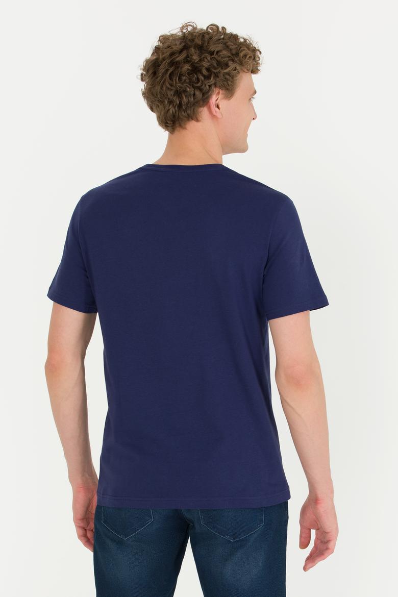 Erkek Lacivert Bisiklet Yaka Tişört - 50264961007