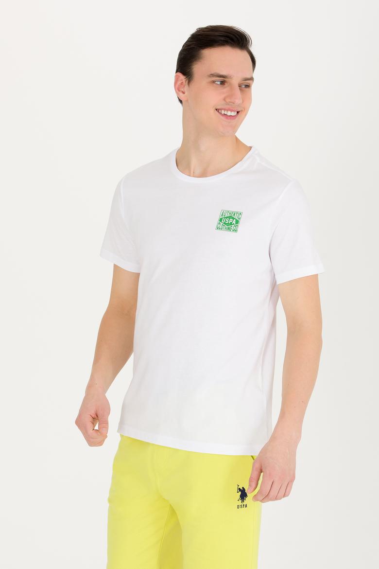 Erkek Beyaz Bisiklet Yaka Tişört