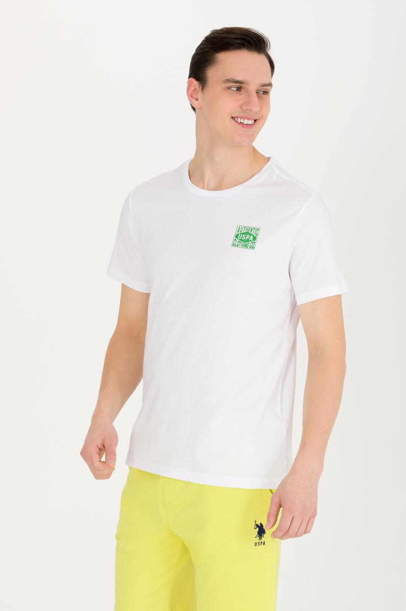 Erkek Beyaz Bisiklet Yaka Tişört