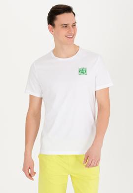 Erkek Beyaz Bisiklet Yaka Tişört - 50264977006