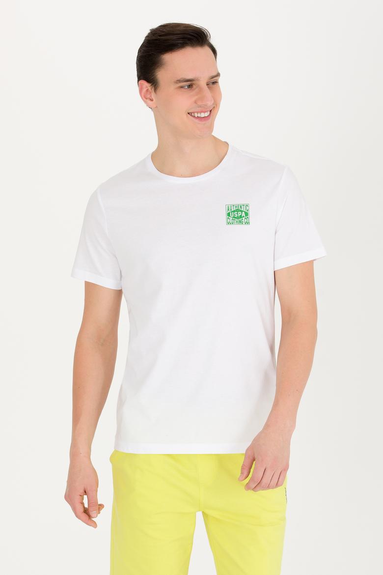 Erkek Beyaz Bisiklet Yaka Tişört - 50264977006