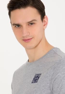 Erkek Gri Melanj Bisiklet Yaka Tişört - 50264977043