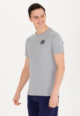 Erkek Gri Melanj Bisiklet Yaka Tişört - 50264977043