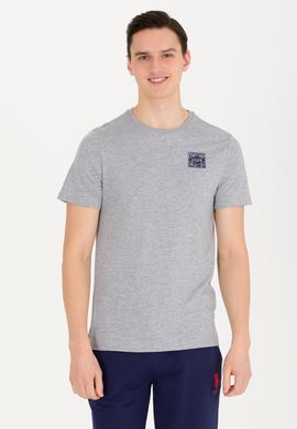 Erkek Gri Melanj Bisiklet Yaka Tişört - 50264977043