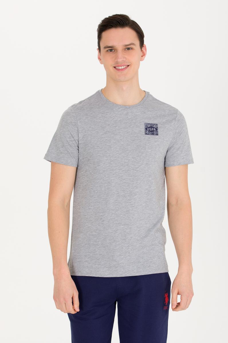 Erkek Gri Melanj Bisiklet Yaka Tişört