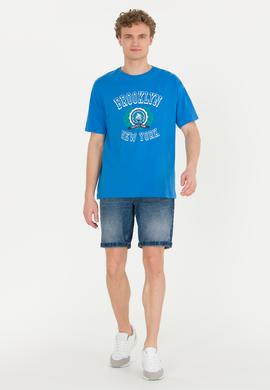 Erkek Saks Comfort Bisiklet Yaka Tişört - 50264933017